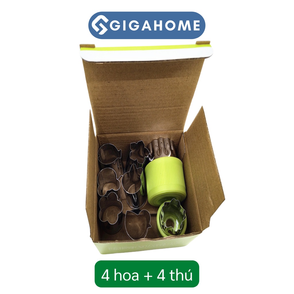 Bộ Khuôn Bấm Tỉa Tạo Hình Rau Củ, Thạch Rau Câu GIGAHOME 8 Món Đa Năng 4001