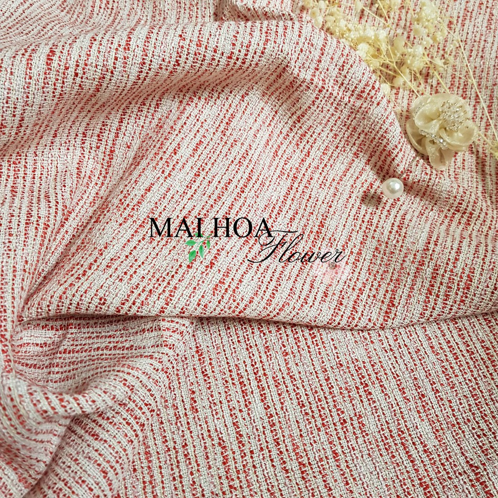 Vải dạ tweed đỏ vải may áo vest nữ Hàn Quốc cao cấp, Maihoaflower