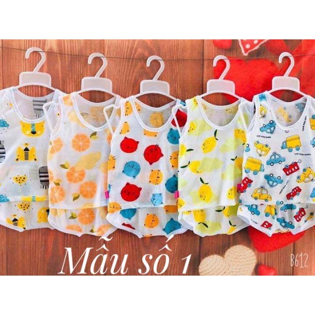 Nhiều mâu-Quần áo trẻ em-Set 5 bộ chip cotton cho bé in kín