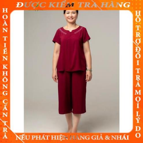 Bộ lanh mặc nhà nữ, màu trơn quần lửng áo cộc tay B26.2105 - Thời Trang Gia Đình VT qdung