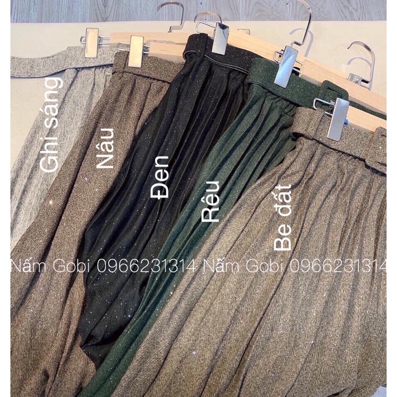 Chân váy dạ nhũ xếp ly dáng dài kèm đai hàng Quảng Châu hot hit | BigBuy360 - bigbuy360.vn