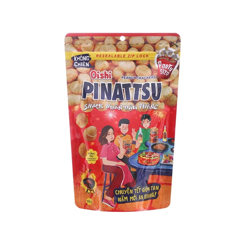 Đậu phộng cốt dừa,vị mực cay Pinattsu 95g