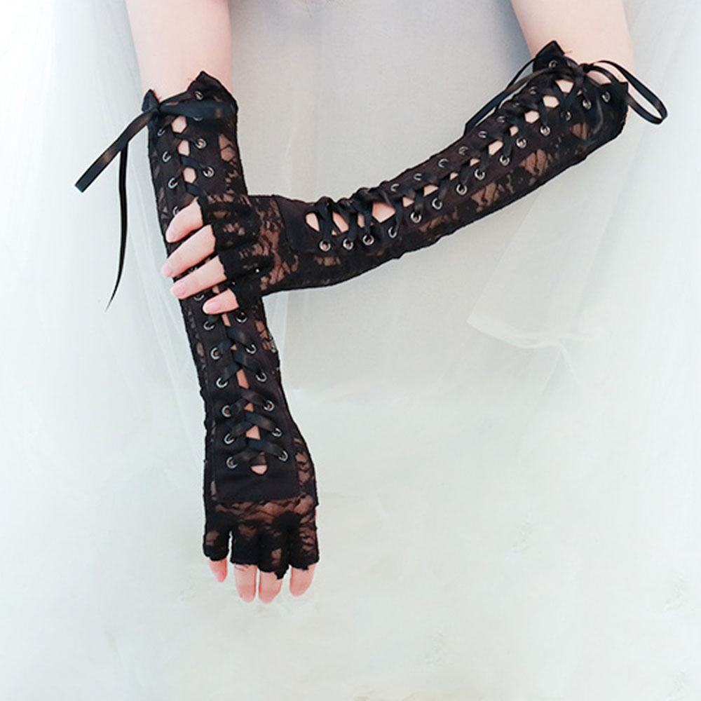 Găng Tay Ren Hở Ngón Thời Trang Cho Nữ