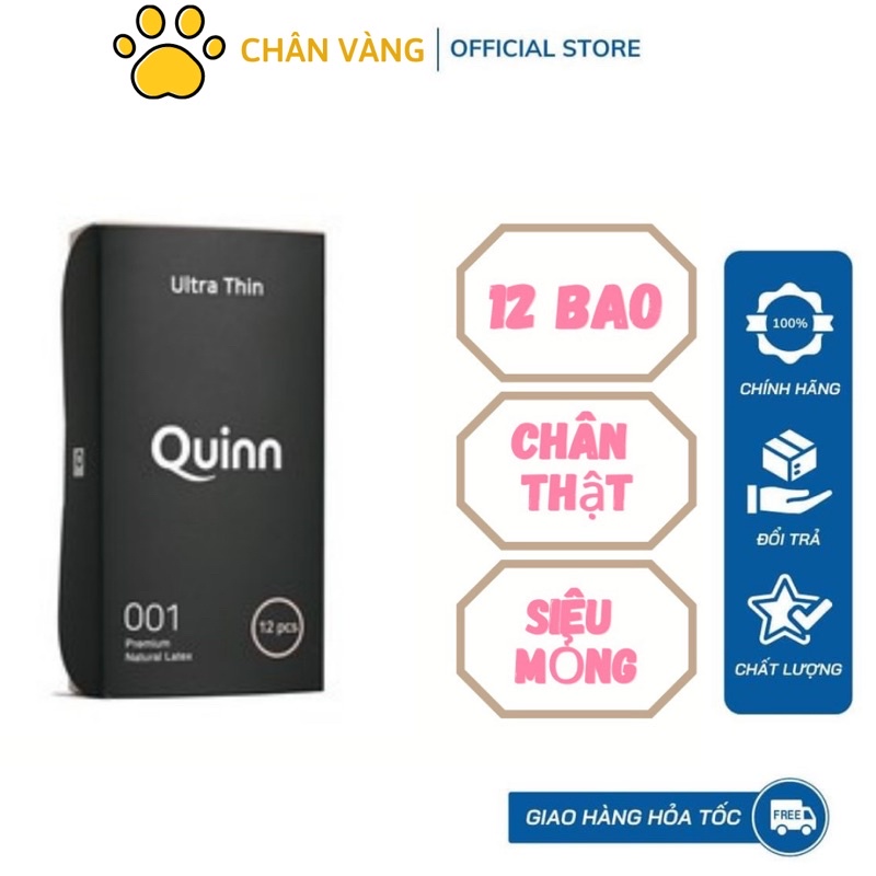 Bao Cao Su Siêu Mỏng 0.01 Quinn Cho Cảm Giác Chân Thật Hàn Quốc Hộp 12 Cái