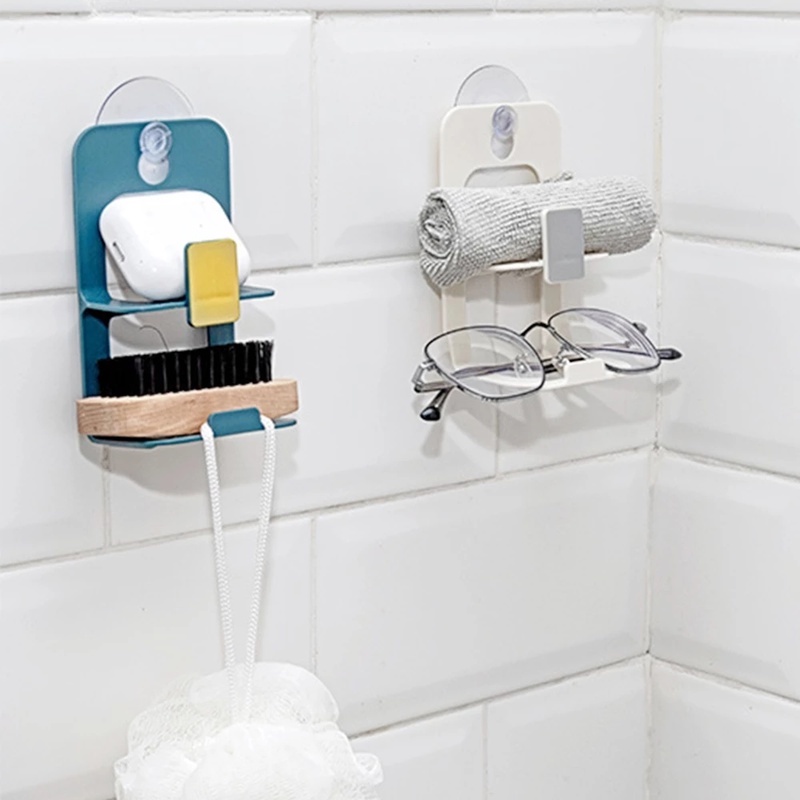 Giá Đỡ Để Xà Phòng Hai Tầng Có Giác Hút Gắn Tường Không Cần Khoan Dành Cho Nhà Bếp/Phòng Tắm