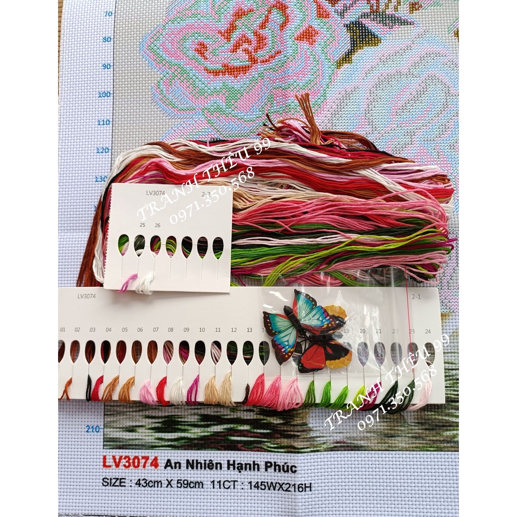 Tranh thêu chữ thập An Nhiên Hạnh Phúc I 43x59cm I LV3074