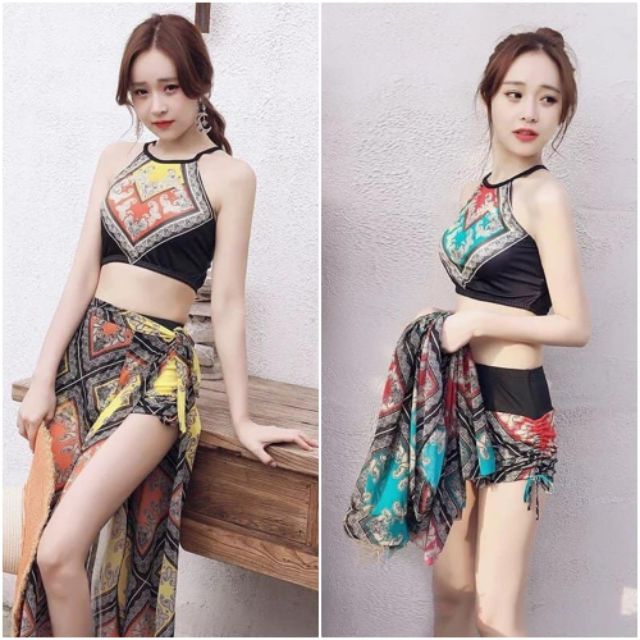 Bộ Đồ Bơi Bikini Áo Tắm Thổ Cẩm Kèm Khăn Đi Biển Hàng Nhập | BigBuy360 - bigbuy360.vn