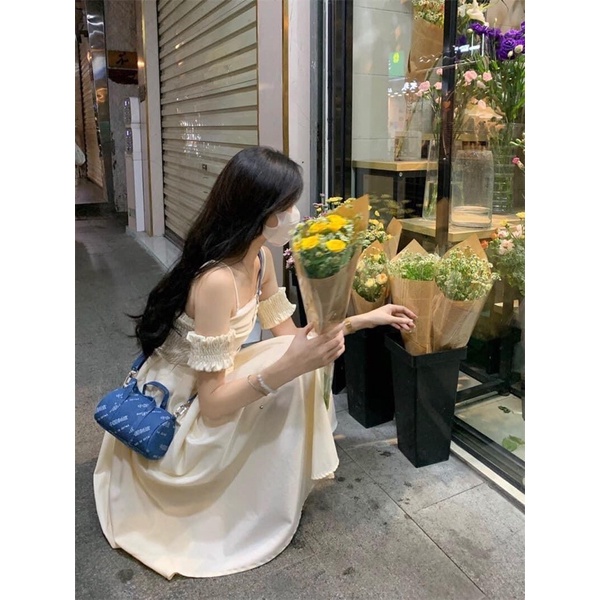 Váy Maxi Hai Dây Be Chun Lưng Tay Bèo