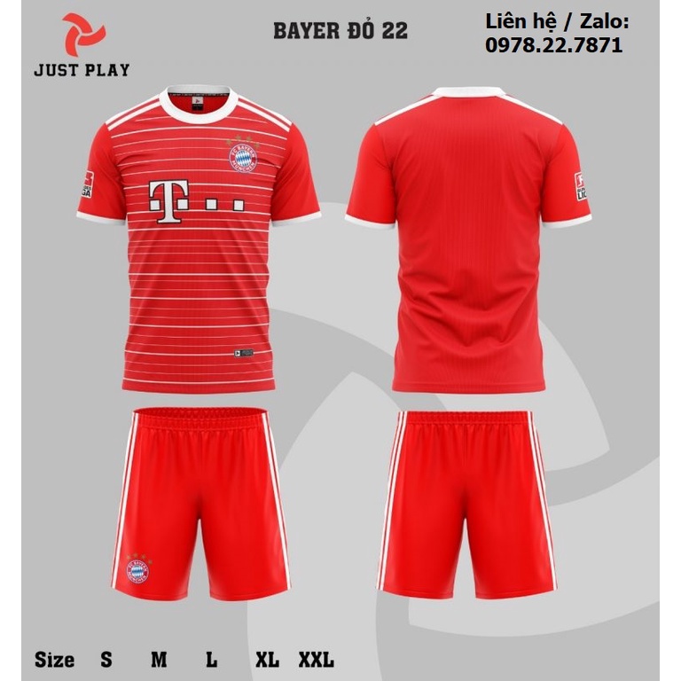 Bộ quần áo bóng đá, đồ đá banh Bayern Munich Sân Nhà Màu Đỏ 2022-2023 Vải Thun Lạnh Cao Cấp