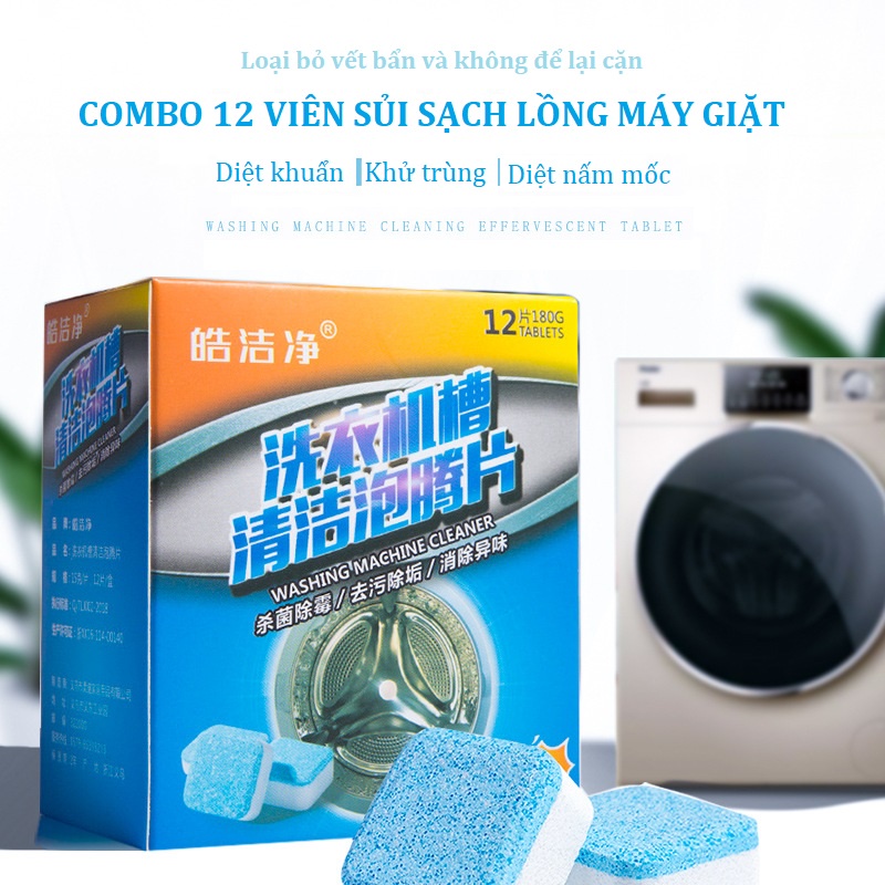 Combo 12 viên sủi làm sạch và khử mùi máy giặt Teddy Bears store