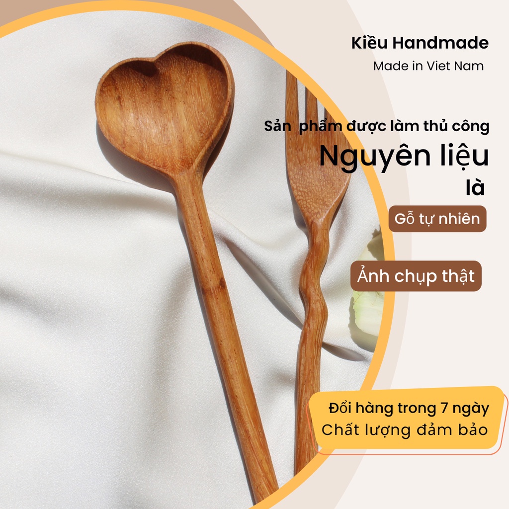 🌻 🌻  Muỗng Gỗ Decor Hình Trái Tim - Phụ Kiện Chụp Ảnh 🌻 🌻