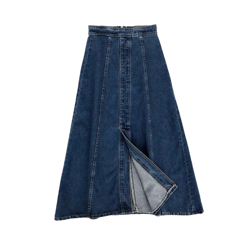 Chân váy jean dáng dài chữ A, chân váy bò xoè kéo khoá phía sau theo phong cách Hàn Quốc 2021 hàng ỏder Taobao