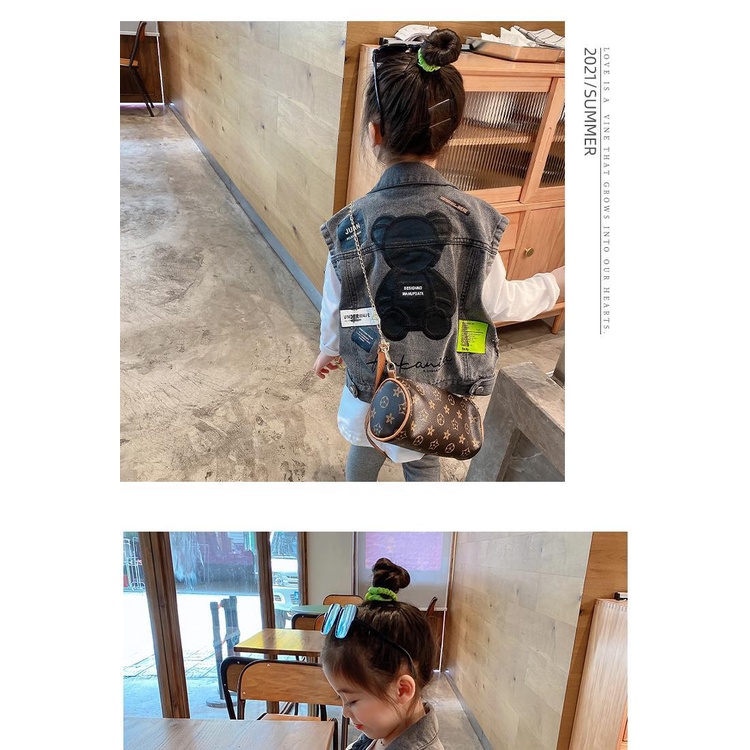 Áo Khoác Denim Không Tay Màu Xám