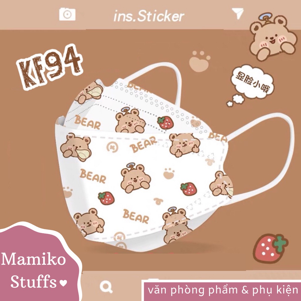 SET KHẨU TRANG KF94 NGƯỜI LỚN HÀN QUỐC IN HÌNH DỄ THƯƠNG