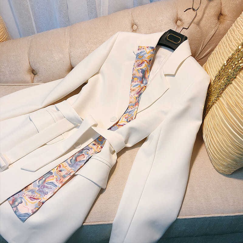 Áo blazer Vải Lụa Chất Lượng Cao Cột Dây Thắt Nơ Màu Trắng Phong Cách Pháp Chất Lượng Cao Cho Nữ | BigBuy360 - bigbuy360.vn