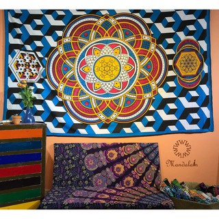 Khăn mandala Ấn Độ 100% cotton thô