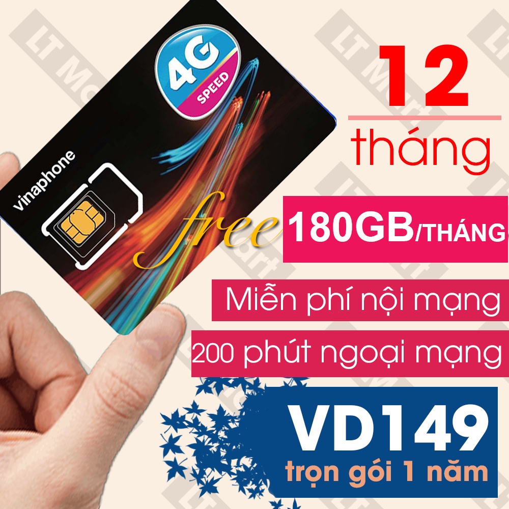 SIM 4G trọn gói 1 năm sim vinaphone D500/VD89/D60G/Vd89P/VD149/Fhappy U1500 không cần nạp tiền LTMart