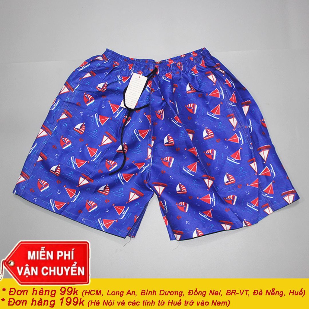 Quần đùi nam đi biển Họa Tiết vải Đù - Có túi