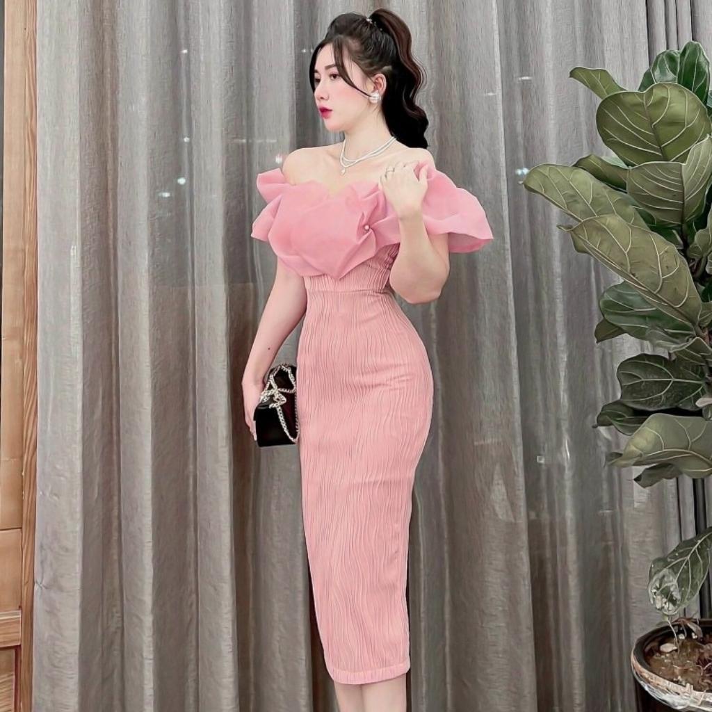 Váy body trắng thiết kế sang chảnh Đầm body trễ vai dự tiệc cao cấp HN Clothing V64