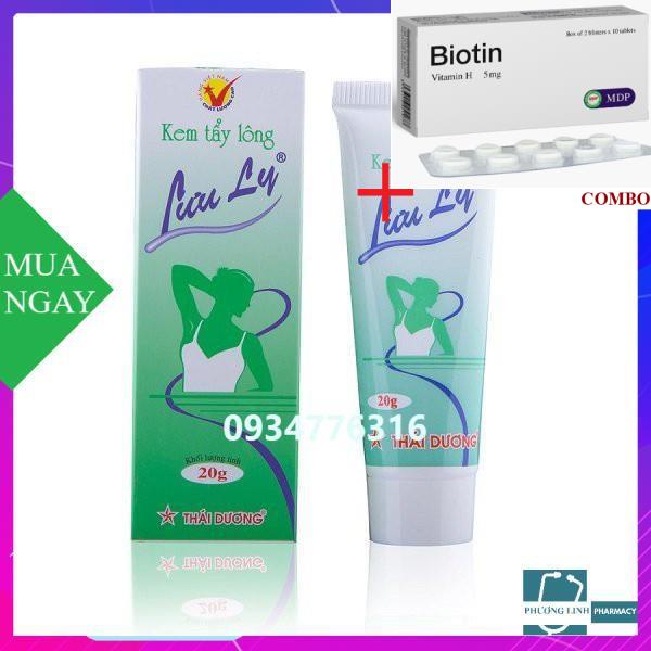 Combo Biotin 5mg+ Kem Tẩy Lông Lưu Ly 20g