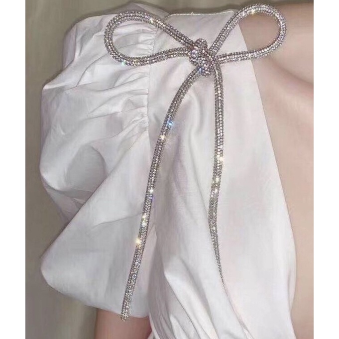 Dây ru ban đính full đá dùng làm nơ, trang trí áo, giày.  KT 0,5 m