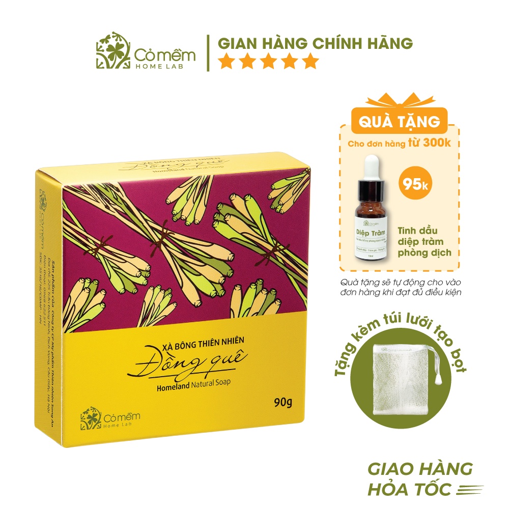 Xà Bông Tắm Và Rửa Mặt Thiên Nhiên Đồng Quê An Toàn Đuổi Muỗi Sả Chanh Cỏ Mềm 90g