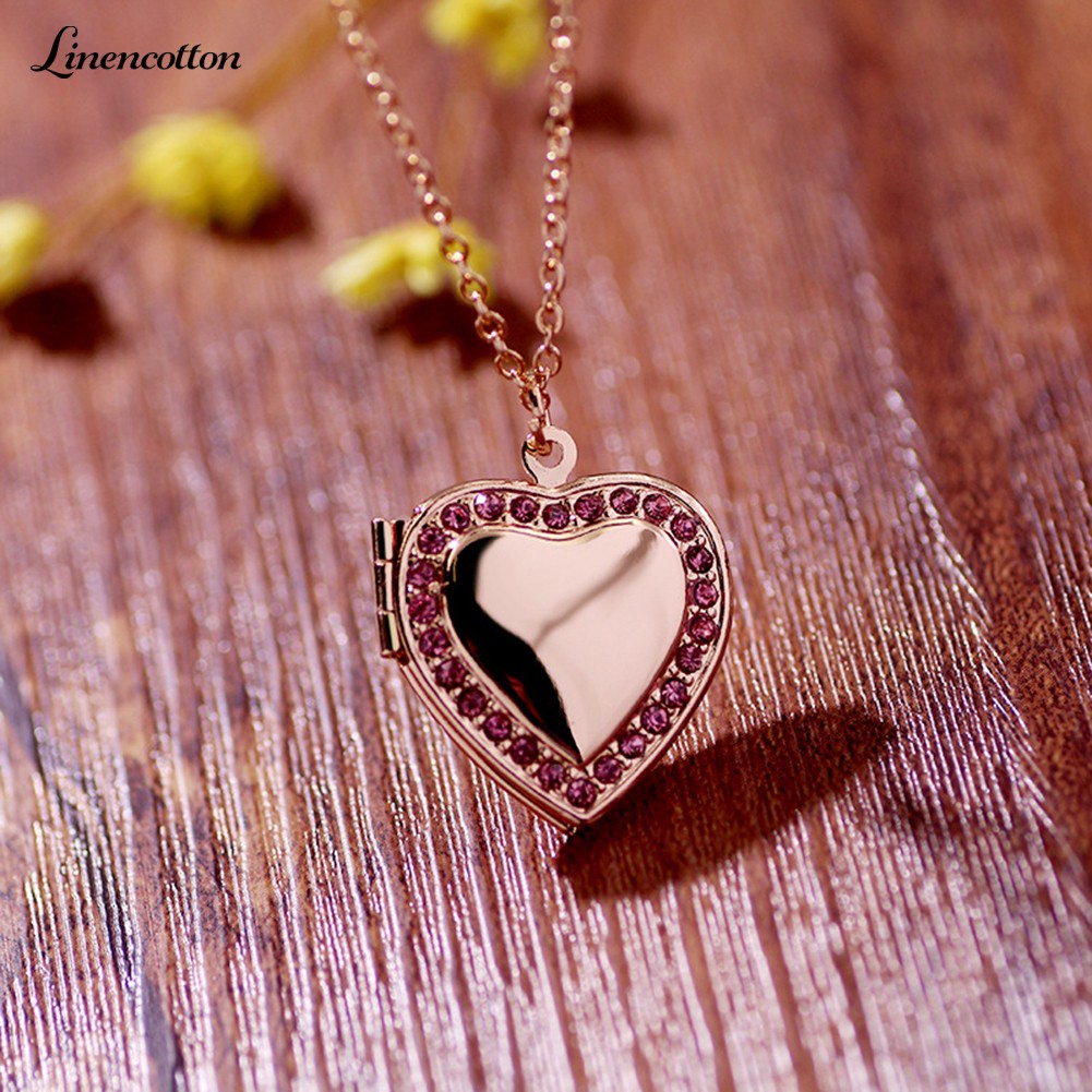 Heart Photo Frame Locket Necklace Clavicle