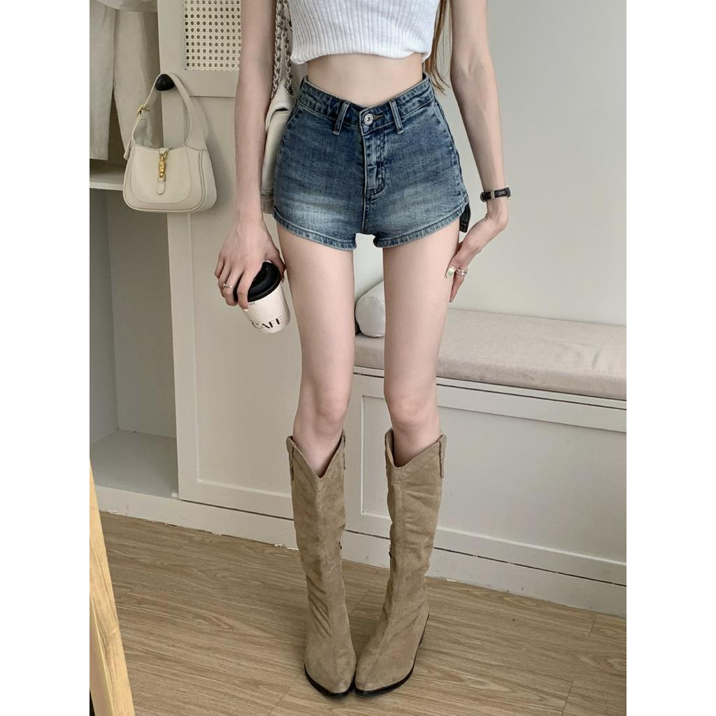 64026 Quần Váy Denim Ngắn Lưng Váy Co Giãn