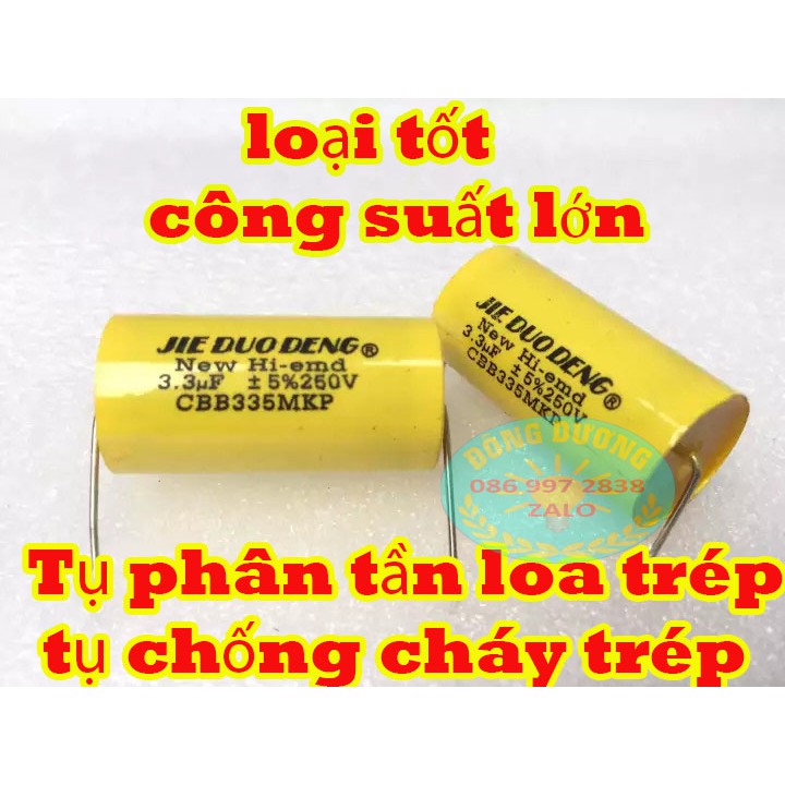 TỤ PHÂN TẦN LOA TRÉP 3,3MF 250V VÀNG TRÒN - TỤ CHỐNG CHÁY TRÉP - TỤ CẢN LOA TREBLE