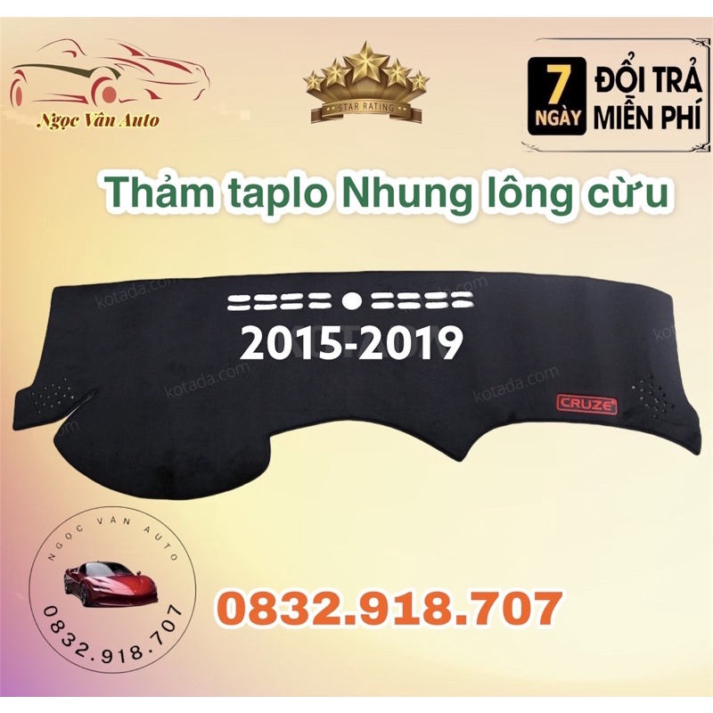Thảm Taplo nhung CRUZE 2009 - 2019  Nhung Lông Cừu