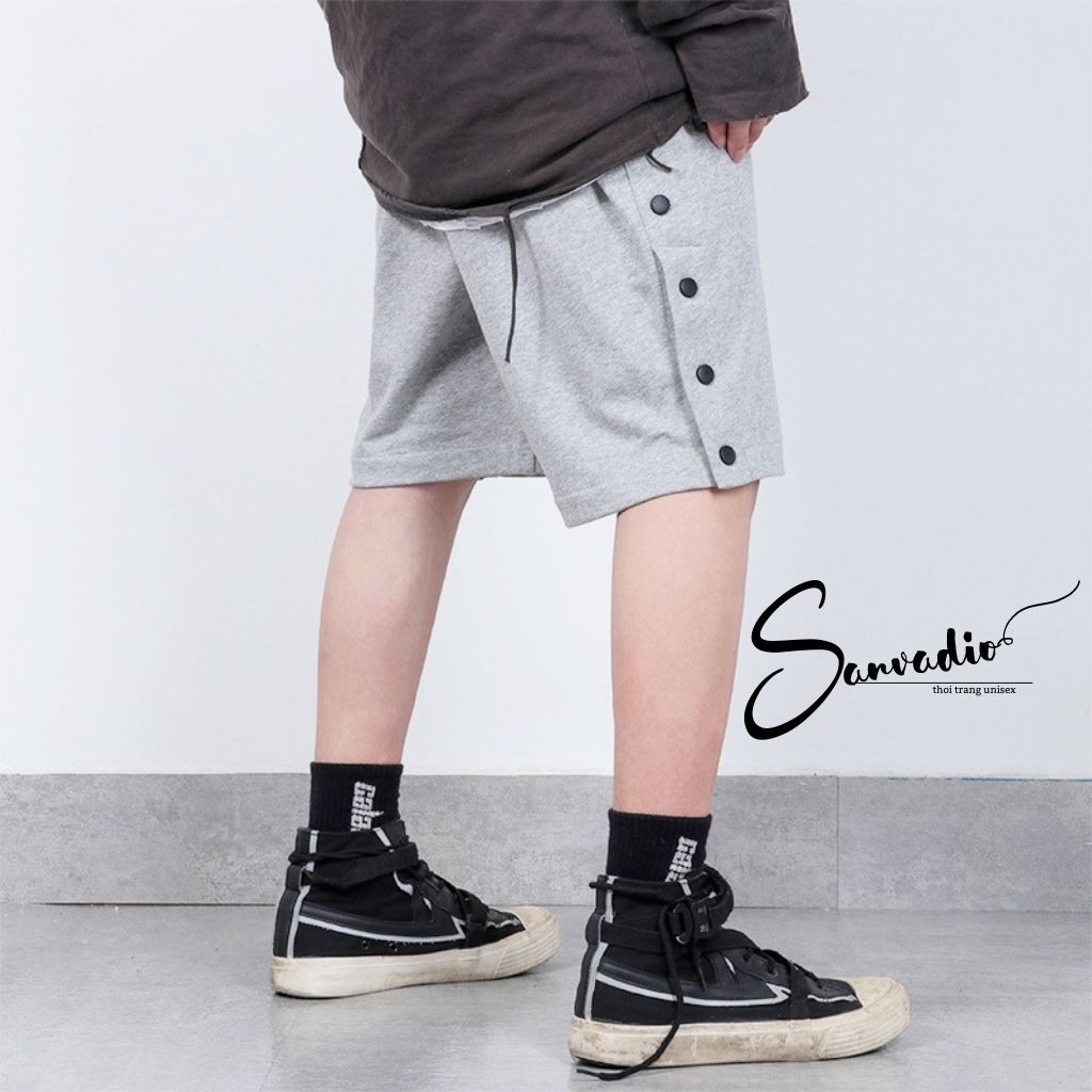 Quần SHORT TRƠN khuy nút unisex Sanvadio thể thao basic nam nữ oversize phong cách đường phố Hàn Quốc  ullzang QĐ01