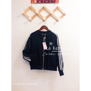 áo khoác bomber logo phối sọc da lộn