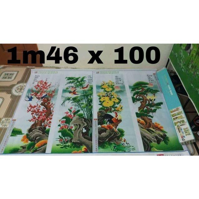 Siêu Sale Tranh đính đá tứ quý thành phẩm 146x100cm hàng sẵn