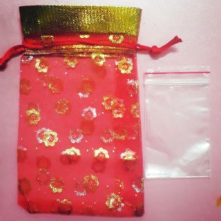 Combo 100 túi đỏ + 100 túi zip đựng muối gạo