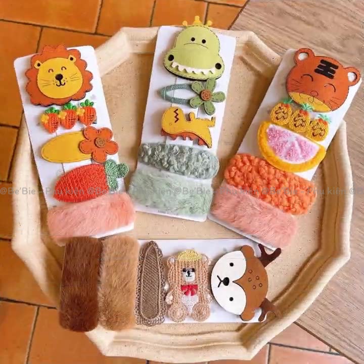 Set cài tóc hình thú cute, Kẹp tóc xinh xắn BeBie - BP414