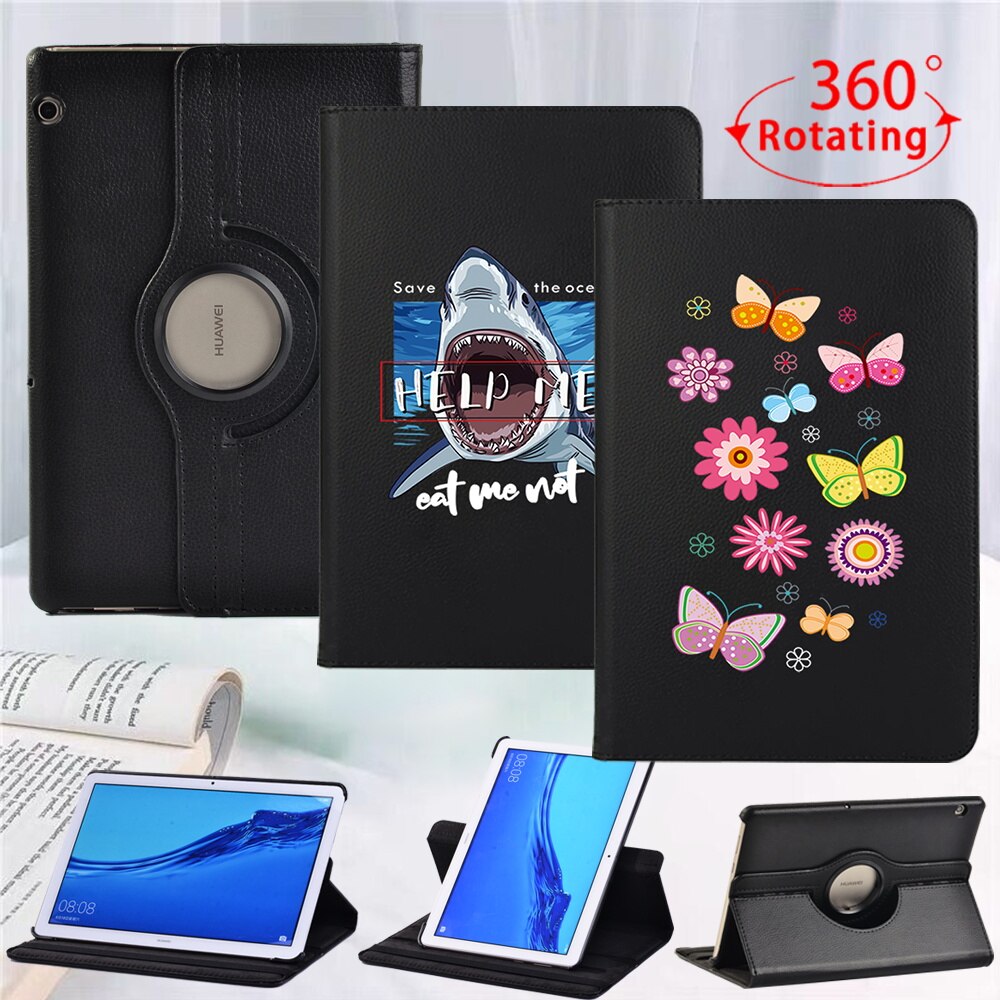 Bao Da Pu Có Thể Xoay 360 Độ Cho Huawei Mediapad T3 10 9.6 "/ Mediapad T5 10 10.1"