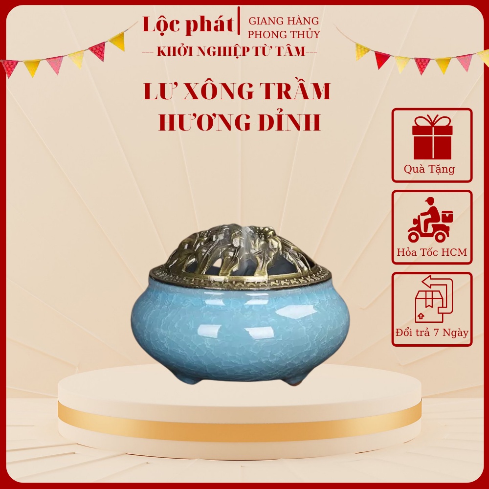 Lư xông trầm bằng gốm hương đỉnh Lộc Phát
