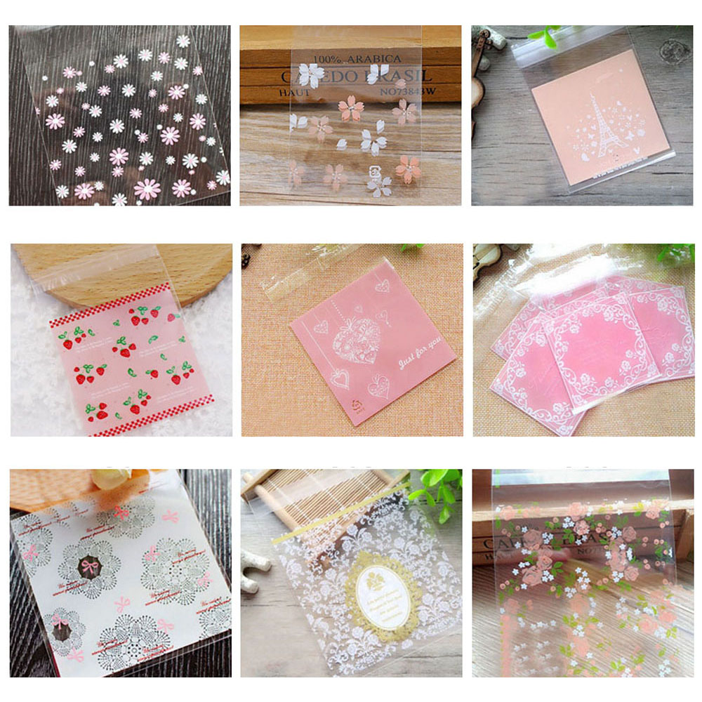 Set 100 túi đựng bánh quy/ bánh trung thu/ bánh ngọt tự dính