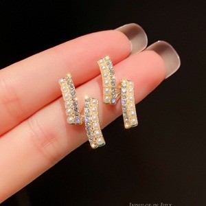 Khuyên tai bạc 925 đính ngọc trai nhân tạo phong cách Hàn Quốc 2021 cho nữ