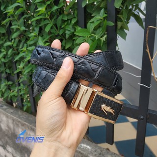 Dây Thắt Lưng Nam Da Cá Sấu Liền Đan Viền Thủ Cồng. Phiên Bản Cao Cấp by Ovenis