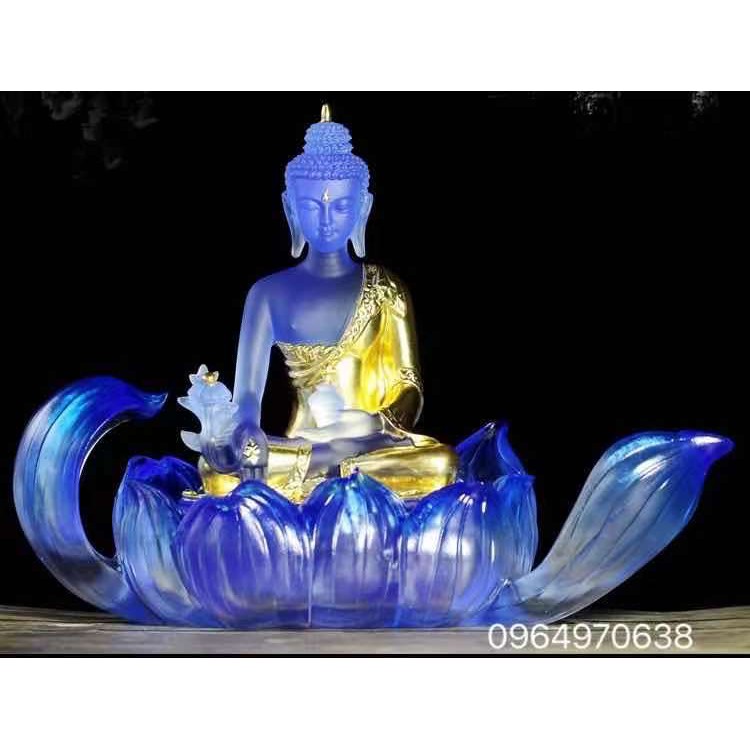 Tượng Dược Sư Lưu Ly dát vàng + Đế sen