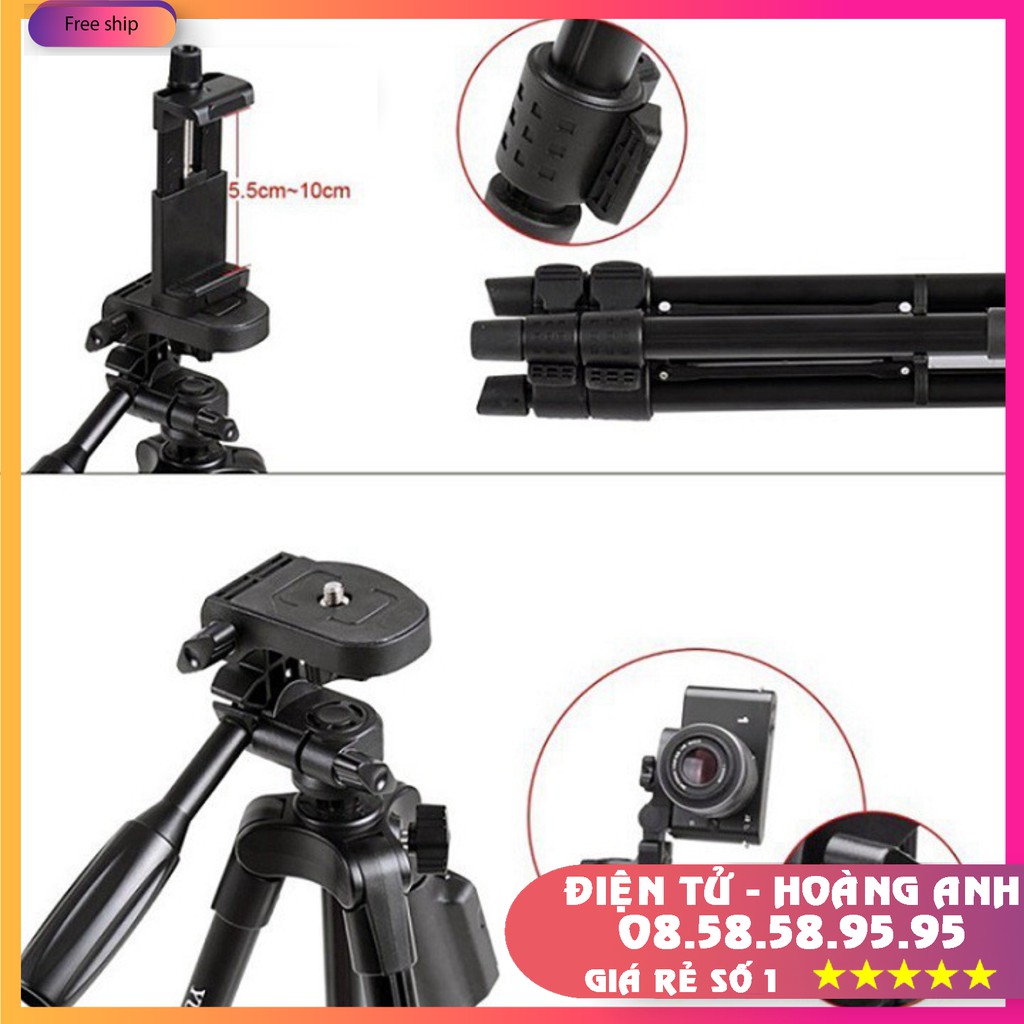 Chân Máy Ảnh Camera Chuyên Nghiệp Yunteng VCT 5208 + 3388 Livestream Hàng Chính Hãng