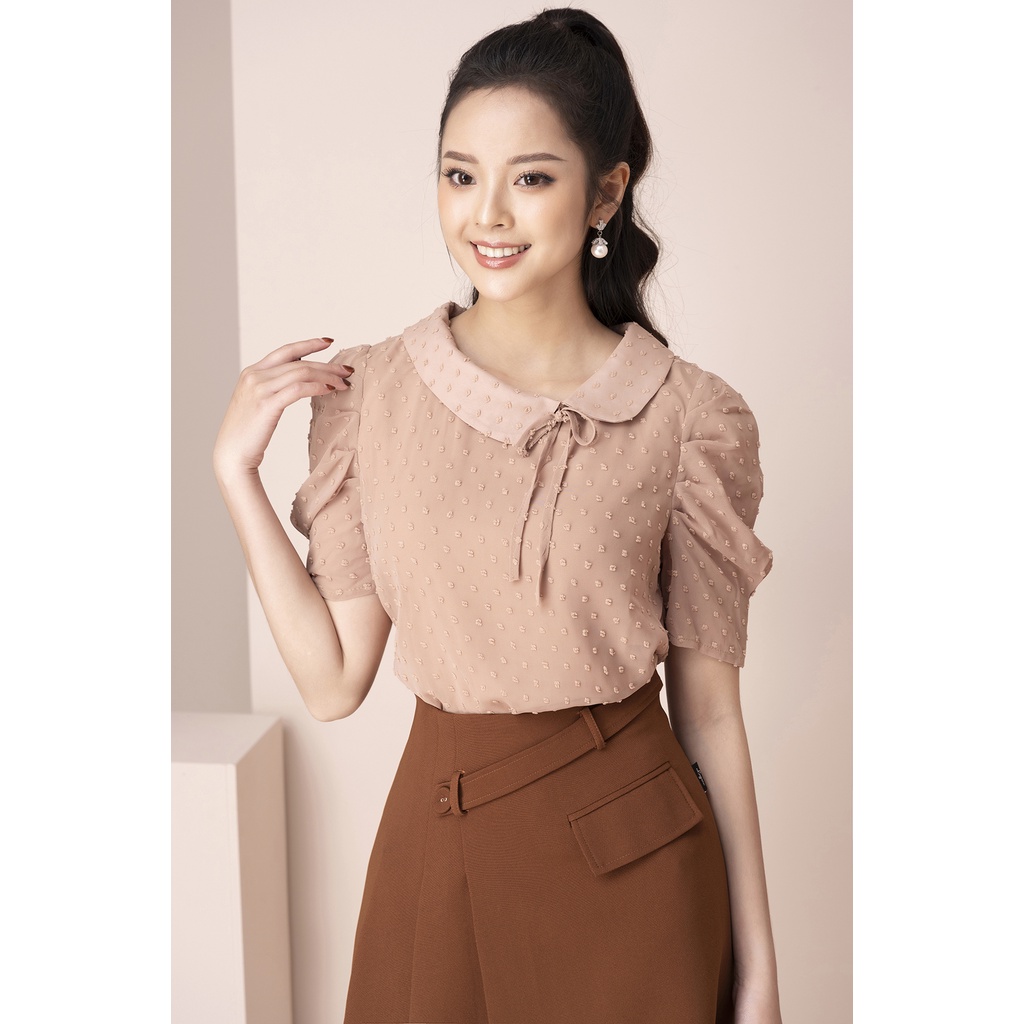 Áo Sơ Mi Công Sở Nữ Dáng Suông LUPERI Chất Voan Cổ Bèo Tay Bồng LFSM1199