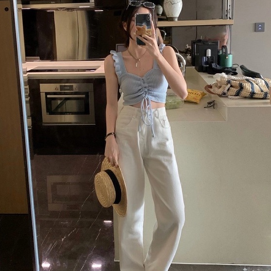 Áo dệt kim ZHELIHANGFEI hai dây gợi cảm cho nữ