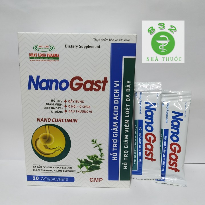 NanoGast hỗ trợ giảm acid dịch vị, bảo vệ niêm mạc dạ dày hộp 20 gói