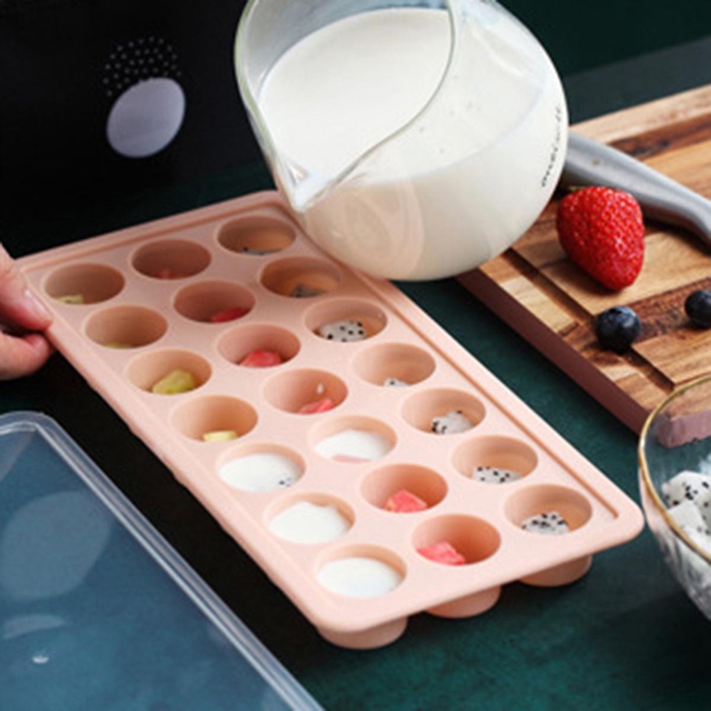 Khuôn Silicone Làm Đá Viên / Sô Cô La 21 Ngăn Hình Vuông / Tròn / Trái Tim