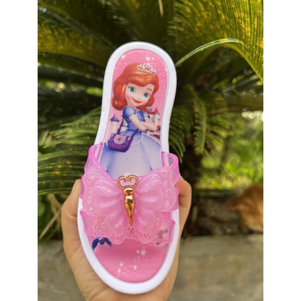 Dép quai ngang đính nơ bướm hình công chúa siêu dễ thương cho bé gái đi chơi/ đi học St798