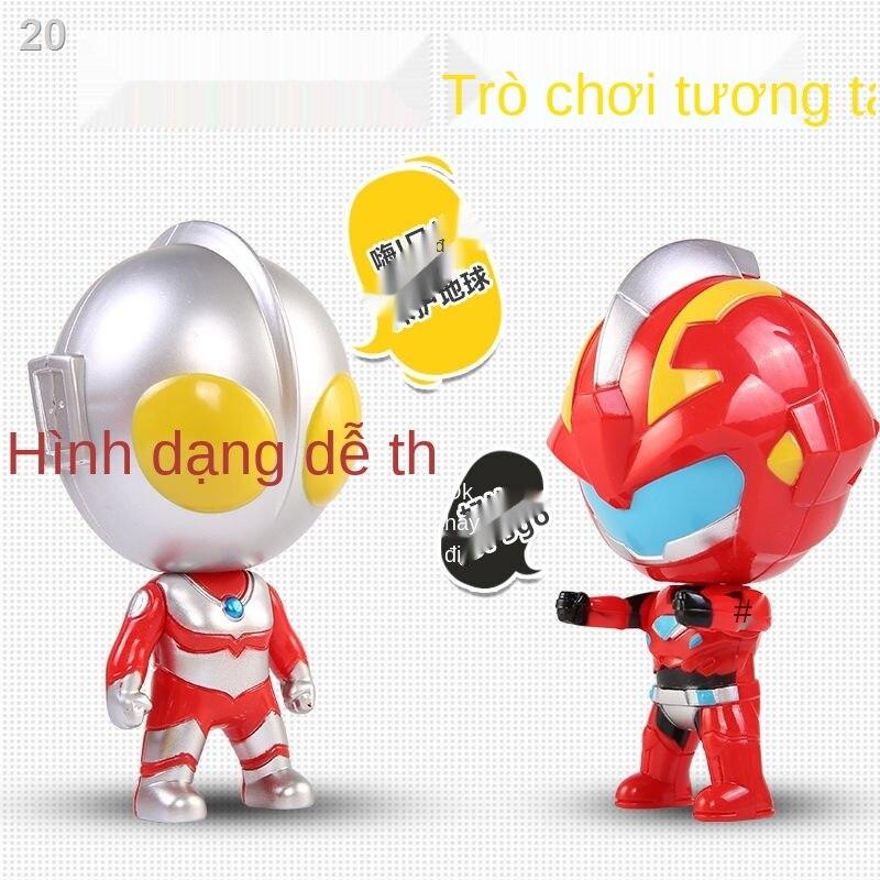 ☈▨Đồ chơi cậu bé biến dạng Ultraman Oh Doll Phiên bản Q Siêu nhân Búp bê thép Rồng bay 2 viên Ball Egg Box Quà tặng