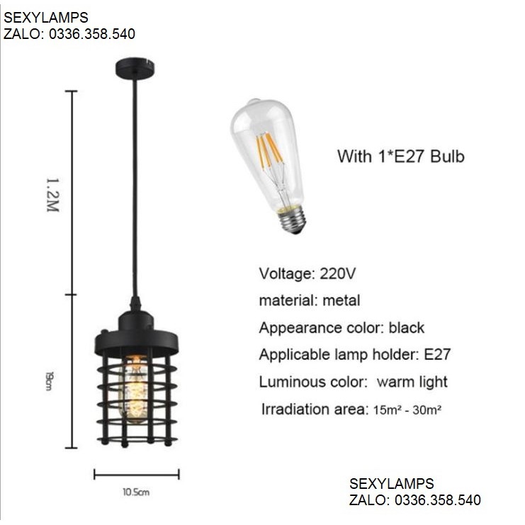 ĐÈN LỒNG SẮT SƠN TĨNH ĐIỆN (TẶNG KÈM BÓNG LED)