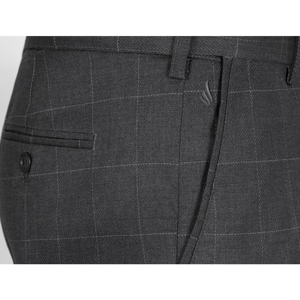 Quần Âu Nam Cao Cấp Cạp Chun Co Giãn 1023 Dáng Slim Màu Xám Phối Kẻ - Vulcano